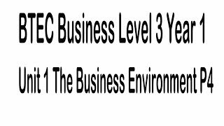 BTEC Business Level 3 Year 1 Unit 1 The Business Environment P4 [upl. by Pufahl]