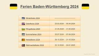 Ferien Baden Württemberg 2024 [upl. by Amalita720]