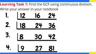 16 The Common Factors GCF Common Multiples and LCM of 2 to 4 Numbers Using Continuous Division [upl. by Eniluqcaj668]