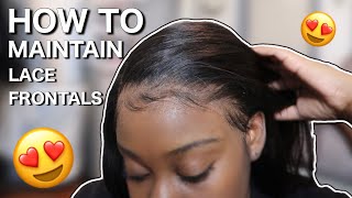 HOW TO MAINTAIN YOUR LACE FRONTAL  HOW TO WRAP IT AT NIGHT ft Beauty Forever [upl. by Lerual529]