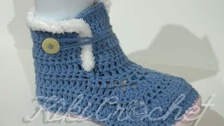 Crochet Adult Booties English tutorial part 2 [upl. by Mailli74]