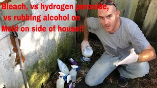 Bleach vs hydrogen peroxide on mold on side of house see what happens [upl. by Nyrmac]