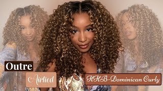 NEW Outre AIRTIED Human Hair BLEND DOMINICAN CURLY 😍 Full Tutorial  Review [upl. by Esialb]