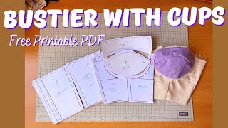 DIY Bustier Pattern 📝🥖With Cups Super Easy plus Free printable pattern [upl. by Essirahc46]