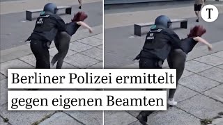 Polizeigewalt bei ProPalästinaDemo Berliner Polizist unter Verdacht  Video zeigt brutalen Stoß [upl. by Etterual]