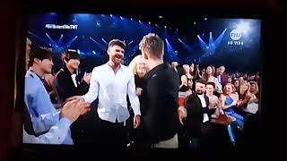 BBMAs 2018  BTS congratulating The Chainsmokers on their win [upl. by Akeirahs]