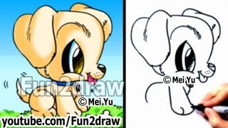 Labrador Puppy  How to Draw a Cute Cartoon Dog  Best Drawing Channel  Fun2draw [upl. by Rosalind]