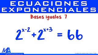 Ecuaciones Exponenciales con bases iguales  Ejemplo 7 [upl. by Annais137]