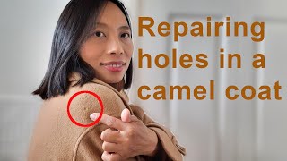 How to repair holes in a camel coat Step by step [upl. by Lepper]