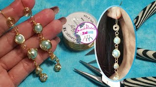 ARETES Con Perlas y Alambrismo de Bisutería [upl. by Margaretha]