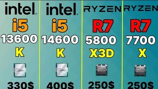 i5 14th 14600k vs 13600k VS R7 5800X3D VS R7 7700X VS I9 11900K VS R7 7600X 1080p gaming test  4090 [upl. by Burrill]