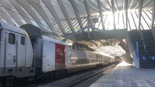 NMBS 1837  M7 rijtuigen  I10 fietsrijtuig  I11 rijtuigen vertrekken van station Liège Guillemins [upl. by Risay]