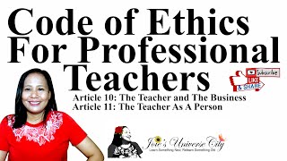 CODE OF ETHICS FOR PROFESSIONAL TEACHERS Article 9  The Teachers and The Parents  EXPLAINED [upl. by Imis]