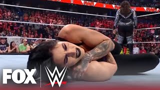 Rhea Ripley blindsided by Nia Jax after crashing Bayley’s Royal Rumble victory speech  WWE ON FOX [upl. by Oribel9]