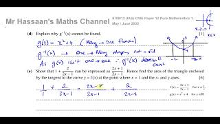 CAIE 970911MJ22 P12 June 2022 Paper 12 Q10 Functions Inverse Composite Differentiation [upl. by Staley173]