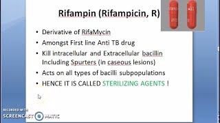 Pharmacology 765 c Rifampin rifampicin HRZE Regimen treatment Anti Tubercular Drugs Tuberculosis [upl. by Damle487]