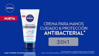 Conoce la nueva crema para manos NIVEA Cuidado amp Protección Antibacterial 3 en 1 [upl. by Hwu856]