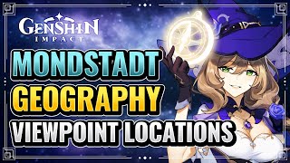 Mondstadt Viewpoints Locations COLLECT EM ALL Genshin Impact Geography Archive [upl. by Helbonia27]