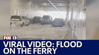 Viral video shows Washington state ferry deck get flooded while crossing Strait of Juan de Fuca [upl. by Auliffe]