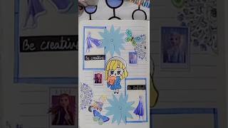 Frozen theme journal youtubeshorts diyjournaling craftanglesjournal craft diyfrontpage [upl. by Enirtak]