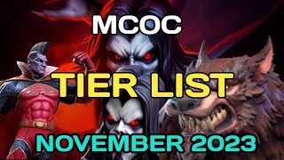 MCOC Tier List November 2023  Marvel Contest of Champions  Best Champions [upl. by Akenaj]