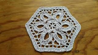 Hexágono FLOR crochet  granny para mantel [upl. by Suchta]