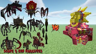 All parasites Scape and Run Parasites MOD VS Barako  the sun chief Mowzies Mobs in MINECRAFT [upl. by Divad]