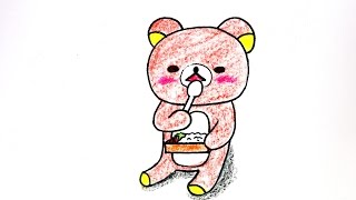 How to draw Teddy Bear Rilakkuma 015 리락쿠마 그리기 cute kawaii かわいい 可愛 손그림 귀여운 예쁜 캐릭터 그림 그리는 법 リラックマ [upl. by Ruskin]