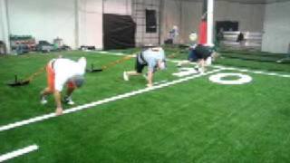 DeFrancosGymcom  NFL Combine Training  Resisted sprints [upl. by Schifra]