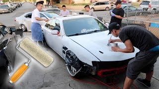 240SX Roller Paint Job Part 1  SandingPrimer [upl. by Anawat118]