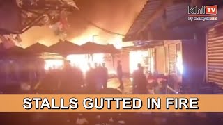 Fire destroys stalls at Uptown Kota Damansara [upl. by Gelman]