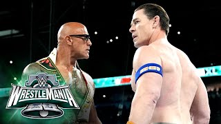 The Rock and John Cena come facetoface at WrestleMania XL WrestleMania XL Sunday highlights [upl. by Erapsag302]