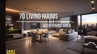 70 Living rooms with dining area open kitchens  4K  Modern design in basic neutral tones [upl. by Ahsea920]