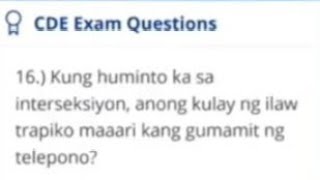 Kung huminto ka sa interseksiyonanong kulay ng ilaw trapiko maaari kang gumamit mg telepono [upl. by Babara256]