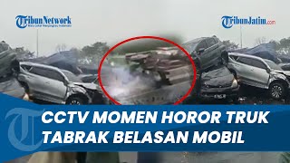 Rekaman CCTV MOMEN HOROR Truk Tronton Seruduk Belasan Mobil di Tol Cipularang [upl. by Enimsaj]