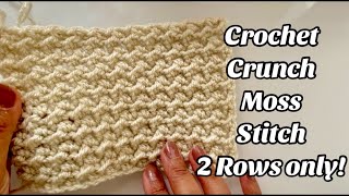 CROCHET CRUNCH MOSS STITCH  2 ROW REPEAT [upl. by Clyte788]