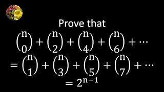 Prove that nC0  nC2  nC4  nC6      nC1  nC3  nc5  nC7      2n  1 [upl. by Meehaf93]