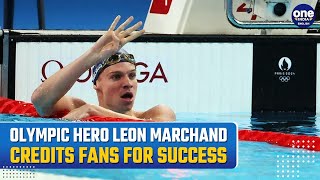 French Swimmer Leon Marchand Shines at Paris Olympics Credits Fans for Success in Exclusive DW [upl. by Rusty]