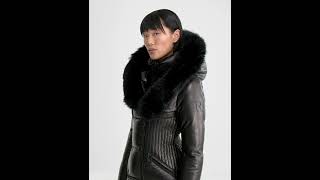 RUDSAK Shiny SHAUNA X LEATHER DOWN PUFFER Jacket WITH REMOVABLE FUR Glossy Black Women [upl. by Nivar]