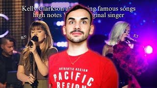 Kelly Clarkson attempting famous songs high notes Vs the original singer F4  B5  Reaction [upl. by Burley]