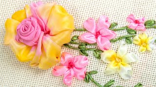 Realistic Ribbon Embroidery Painting Ribbon Flowers by HandiWorks [upl. by Ahsenroc]