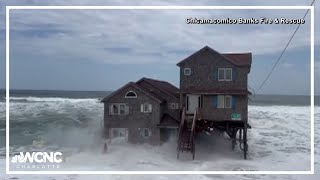 Beach home collapses into the ocean on North Carolina Outer Banks [upl. by Cassiani]