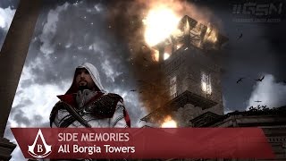 Assassins Creed Brotherhood  Side Memories  All Borgia Towers [upl. by Auginahs]