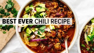 BEST EVER CHILI RECIPE  an easy beef chili bursting with flavor [upl. by Ellienad582]