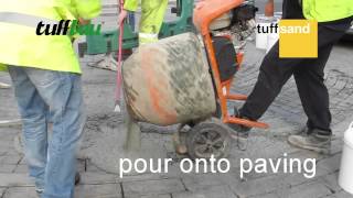 how to joint block paving with tuffsand  slurry grout method [upl. by Ellirehs]