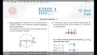 Test2 Çembersel Hareket  Meb Kazanım Kavrama Testi 12 Sınıf  KK2 [upl. by Aiuqat]