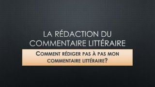 REDIGER UN COMMENTAIRE LITTERAIRE [upl. by Dill]