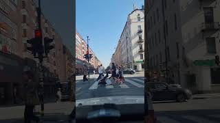 Red light in Stockholm city sweden shorts shortsfeed street car travel music 4k love speed [upl. by Nalliuq]