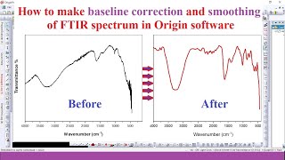 Baseline correction and smoothing of FTIR spectrum in Origin software [upl. by Iams]