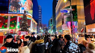 외국인으로 가득한 명동🎄 Myeongdong Street •4k Seoul Korea [upl. by Hairaza]